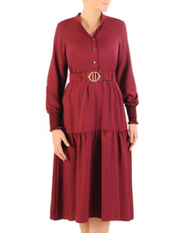 Elegancka sukienka z tkaniny, kreacja z ozdobną klamrą 34454