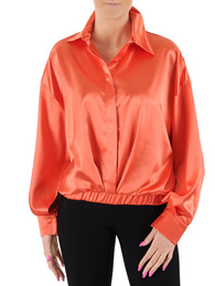 Elegancka bluzka z satyny w pomarańczowym kolorze 38149