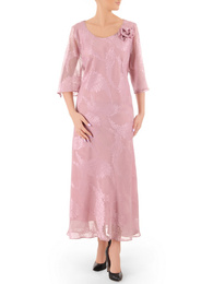 Długa sukienka w eleganckim fasonie z ozdobnym kwiatem 38055