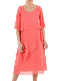 Warstwowa sukienka z szyfony w koralowym kolorze 37705