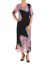 Sukienka damska z szyfonu, kreacja o wyszczuplającym wzorze 29573