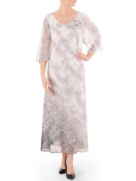 Długa sukienka w eleganckim fasonie z ozdobnym kwiatem 38056