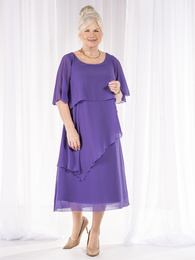 Warstwowa sukienka z szyfonu w kolorze fioletowym 37704