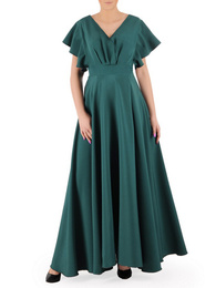 Zielona sukienka maksi z motylkowymi  rękawami 34914