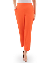Eleganckie spodnie damskie, pomarańczowe z kantem 38184